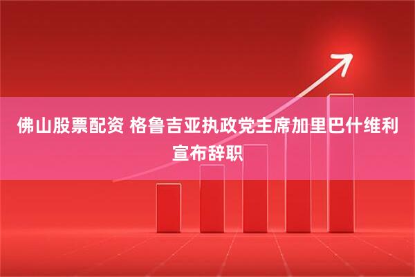 佛山股票配资 格鲁吉亚执政党主席加里巴什维利宣布辞职